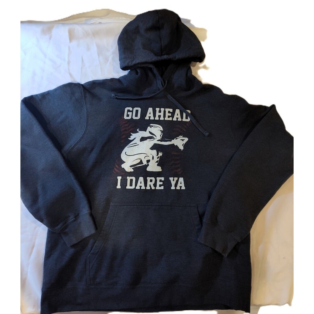 Baseball Softball Catcher "Go Ahead I Dare You" Girls Pullover Hoodie Size L